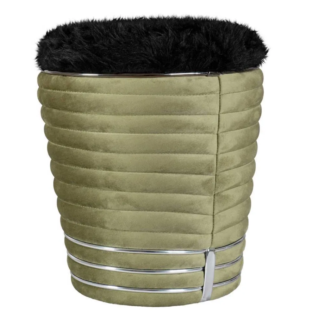 Wohnen Hocker in Schwarz und Oliv Grün und Silber - Egeta