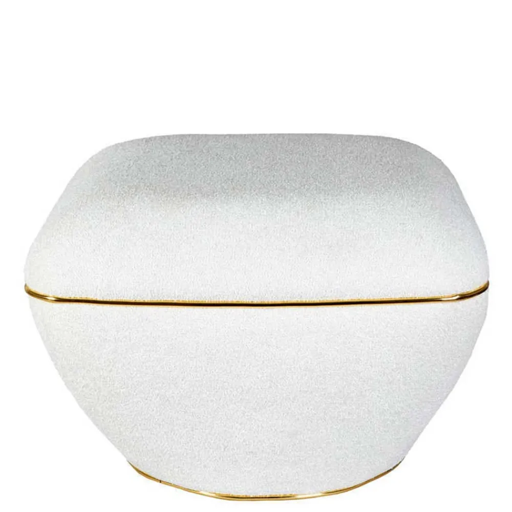 Wohnen Hocker in Weiß Webplüsch mit Gold - Tandrea