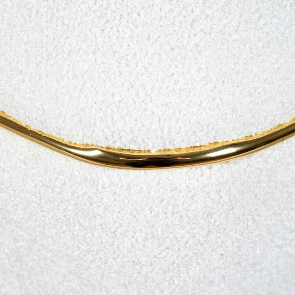 Wohnen Hocker in Weiß Webplüsch mit Gold - Tandrea