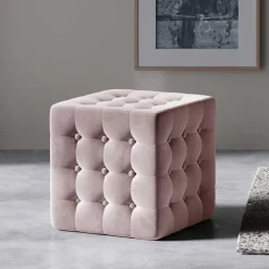 Wohnen Sessel & Hocker|Barhocker*Hocker mit Knöpfen in Altrosa - Olina