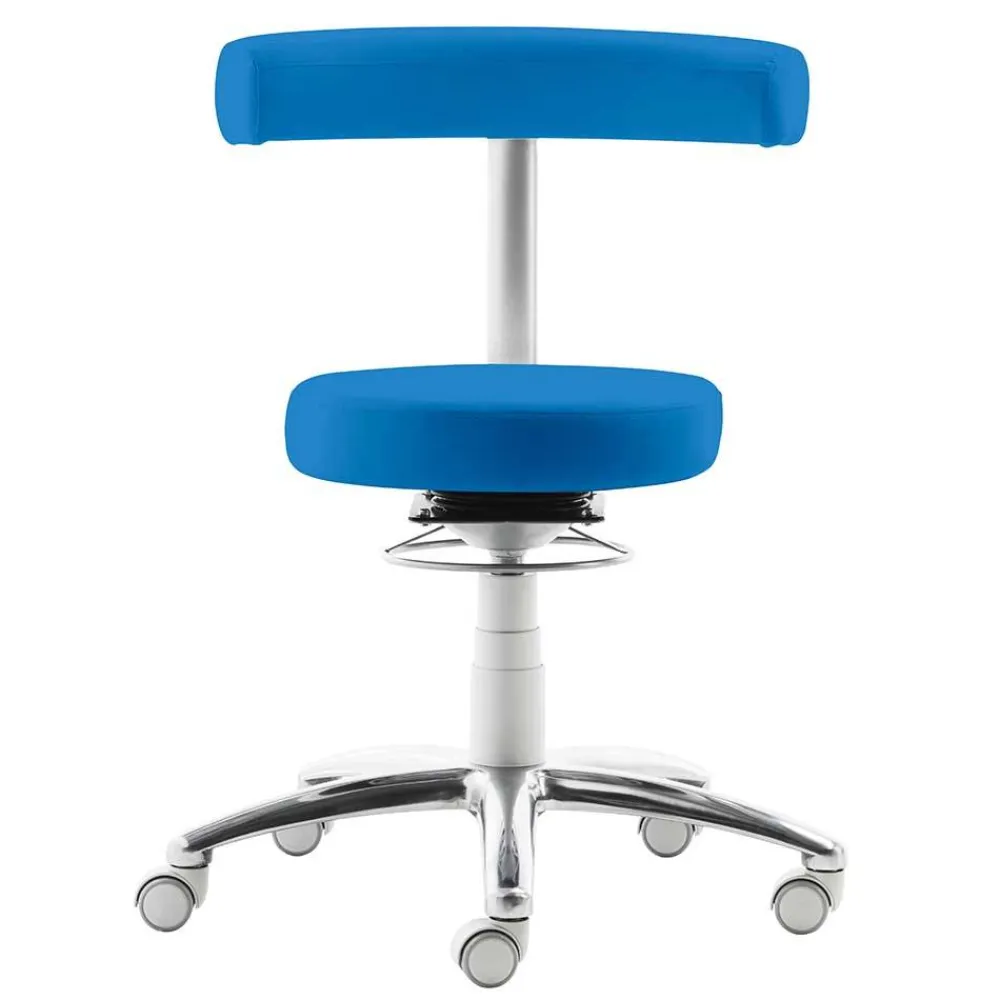 Wohnen Hocker mit Lehne in Blau Kunstleder - Carito