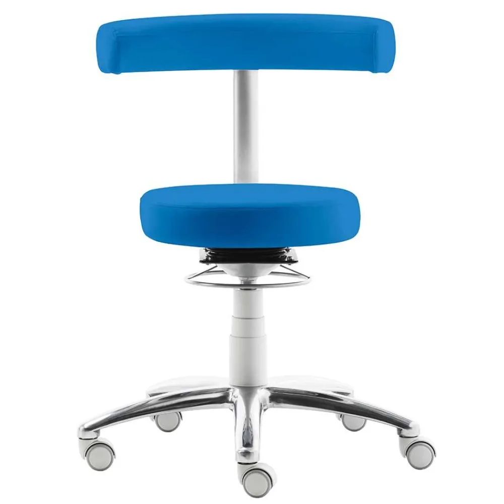 Wohnen Hocker mit Lehne in Blau Kunstleder - Carito