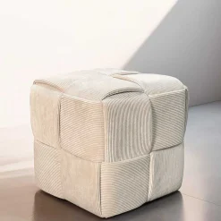 Wohnen Hocker Pouf in Beige Cordbezug - Salvita III