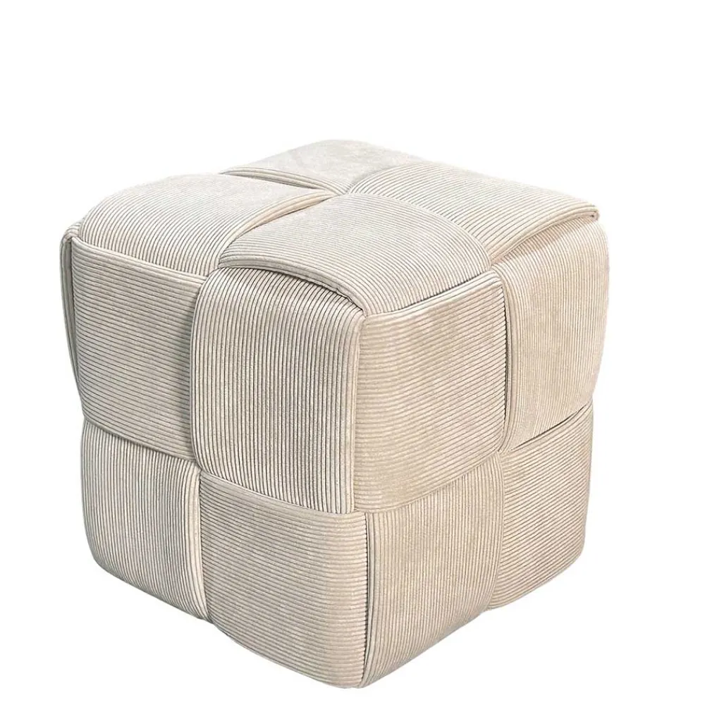 Wohnen Hocker Pouf in Beige Cordbezug - Salvita III