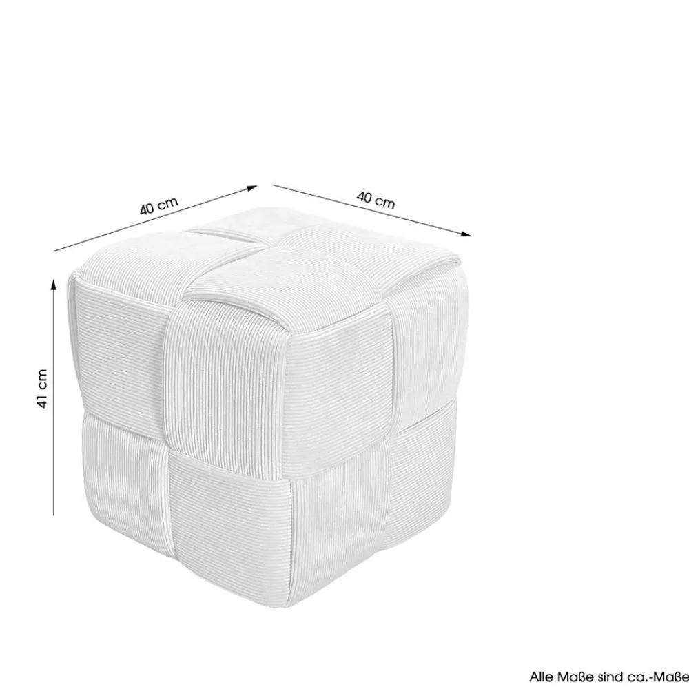 Wohnen Hocker Pouf in Beige Cordbezug - Salvita III