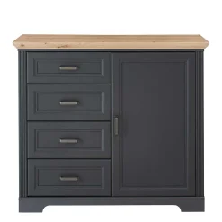 Wohnen Graue Möbel|Landhausmöbel*Hohe Kombi-Kommode in Dunkelgrau - Joe