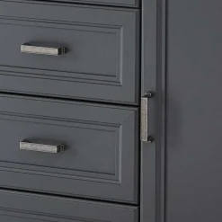 Wohnen Graue Möbel|Landhausmöbel*Hohe Kombi-Kommode in Dunkelgrau - Joe