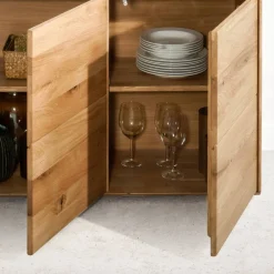 Wohnen Hohe Kommode aus Wildeiche Massivholz - Feanor