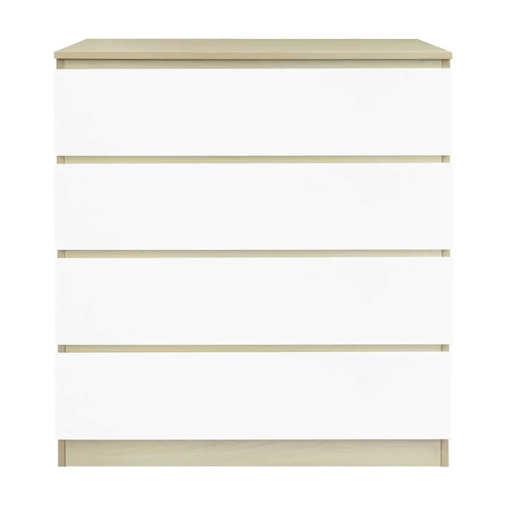 Wohnen Skandinavische Möbel|Sideboards & Kommoden*Hohe Kommode in Weiß Hochglanz & Natur - Finnca