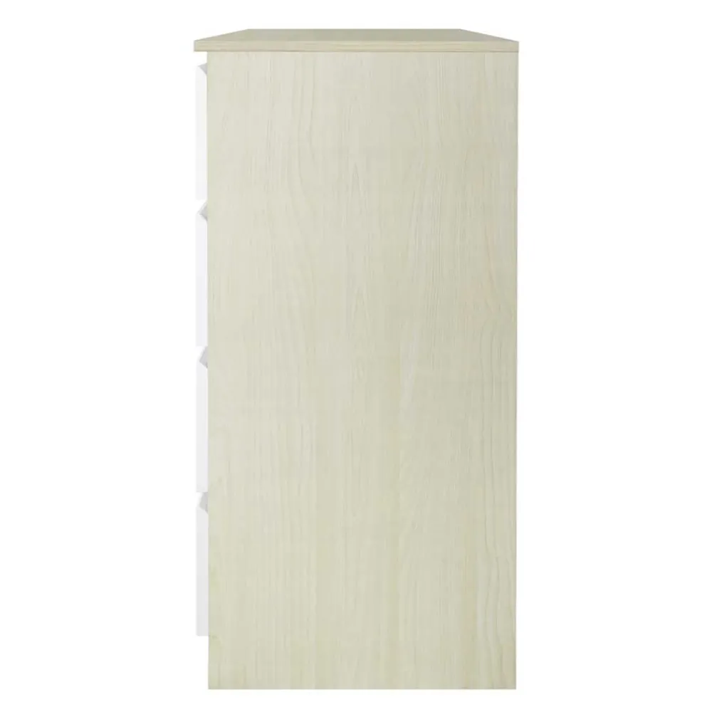 Wohnen Skandinavische Möbel|Sideboards & Kommoden*Hohe Kommode in Weiß Hochglanz & Natur - Finnca