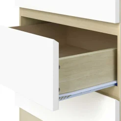 Wohnen Skandinavische Möbel|Sideboards & Kommoden*Hohe Kommode in Weiß Hochglanz & Natur - Finnca