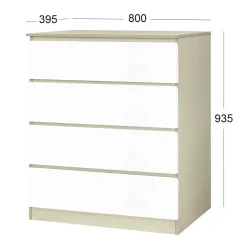 Wohnen Skandinavische Möbel|Sideboards & Kommoden*Hohe Kommode in Weiß Hochglanz & Natur - Finnca