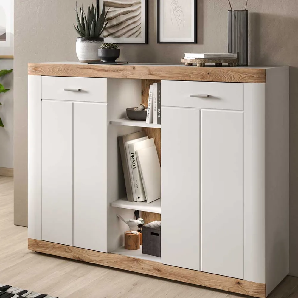 Wohnen Hohe Kommode mit zwei Türen & drei Fächern - Hihat