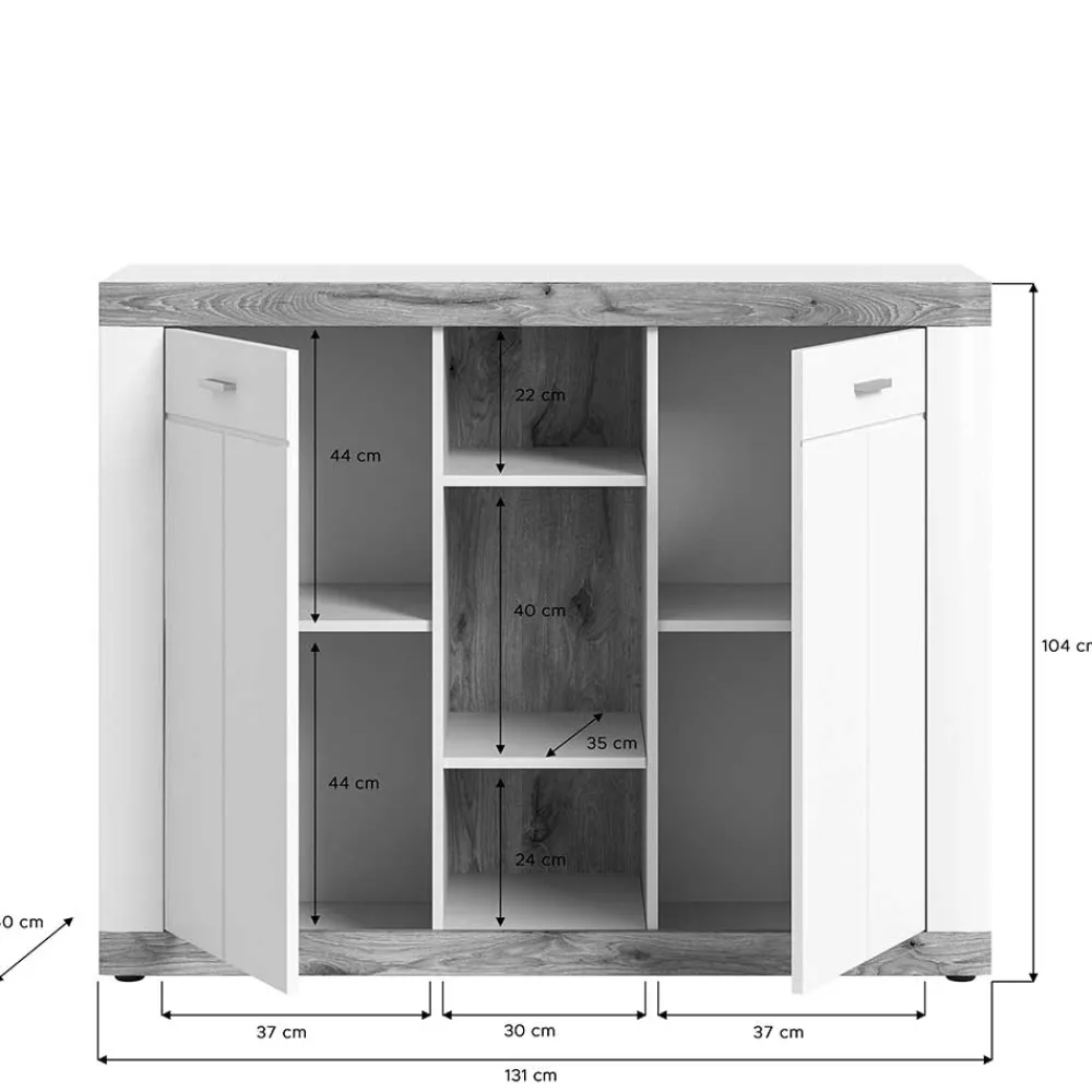 Wohnen Hohe Kommode mit zwei Türen & drei Fächern - Hihat