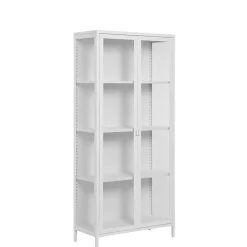 Wohnen Vitrinen|Wohnzimmer-Vitrinen*Hohe Vitrine aus Stahl in Weiß - Sancrez