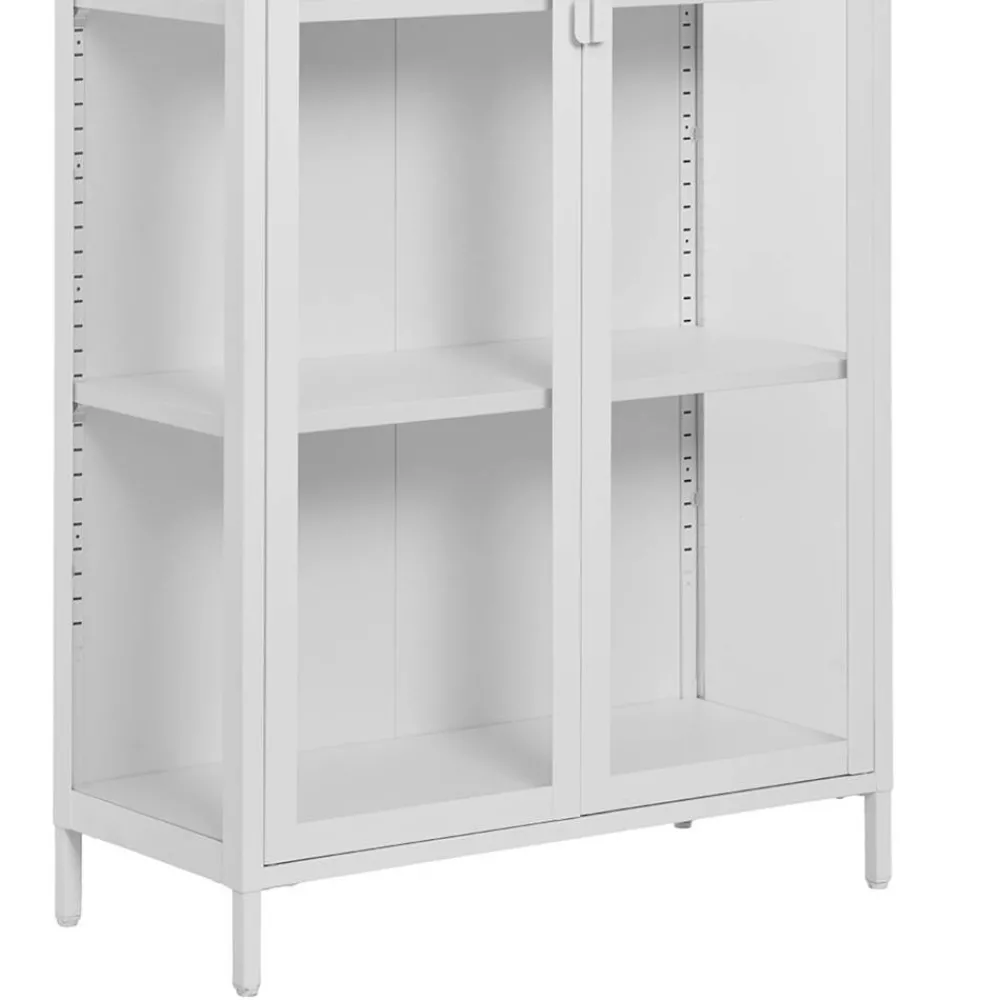 Wohnen Vitrinen|Wohnzimmer-Vitrinen*Hohe Vitrine aus Stahl in Weiß - Sancrez