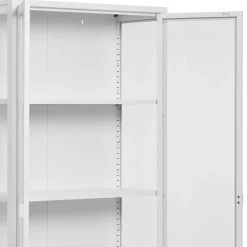 Wohnen Vitrinen|Wohnzimmer-Vitrinen*Hohe Vitrine aus Stahl in Weiß - Sancrez