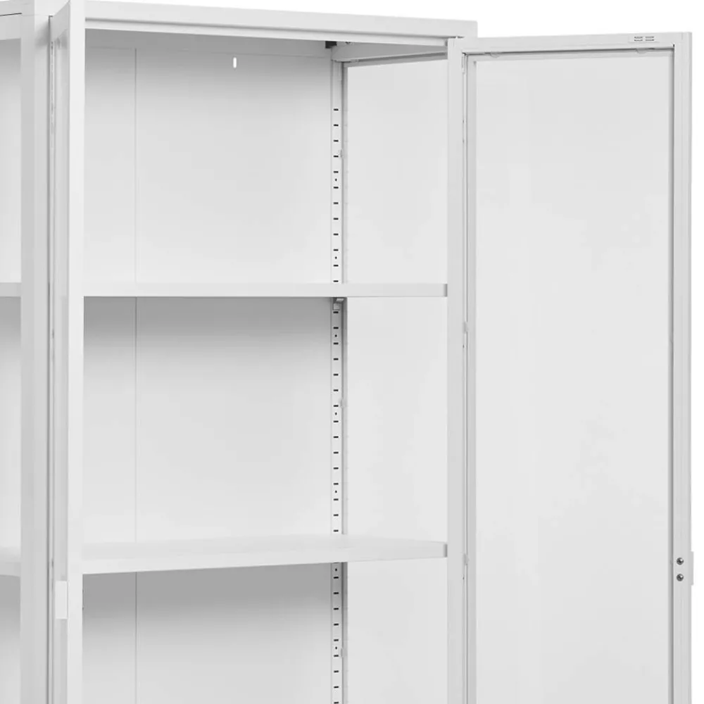 Wohnen Vitrinen|Wohnzimmer-Vitrinen*Hohe Vitrine aus Stahl in Weiß - Sancrez