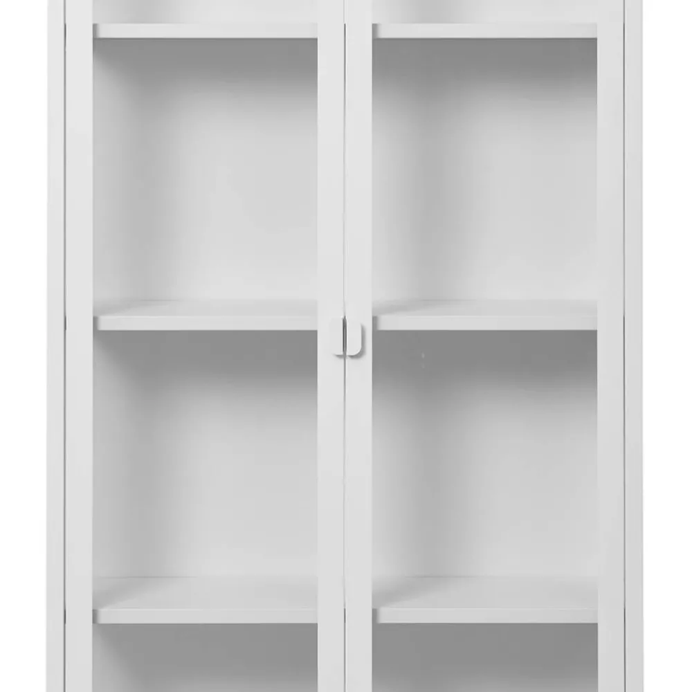 Wohnen Vitrinen|Wohnzimmer-Vitrinen*Hohe Vitrine aus Stahl in Weiß - Sancrez