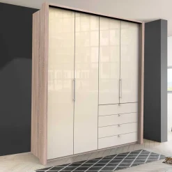 Wohnen Hoher Schlafzimmerschrank 2-türig & 4 Schubladen - Rativian