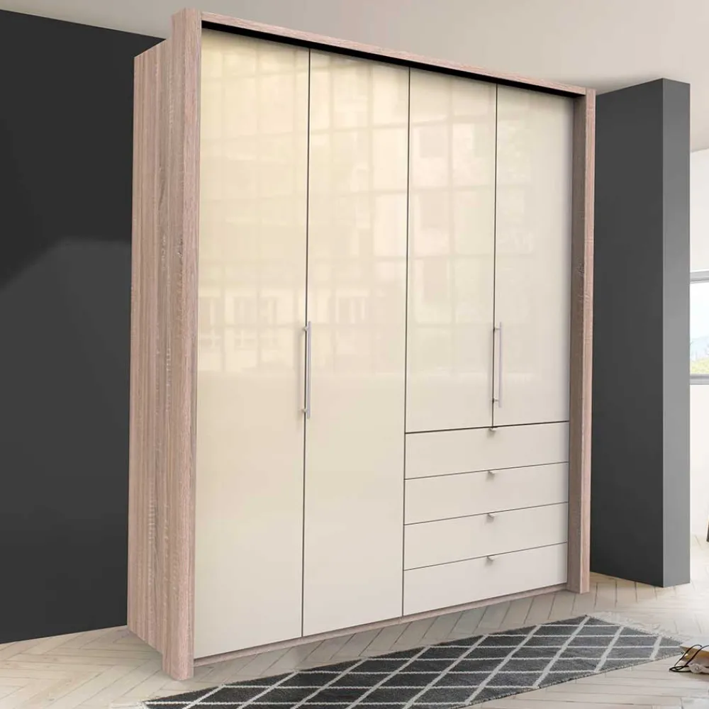 Wohnen Hoher Schlafzimmerschrank 2-türig & 4 Schubladen - Rativian