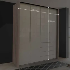 Wohnen Hoher Schlafzimmerschrank 2-türig & 4 Schubladen - Rativian