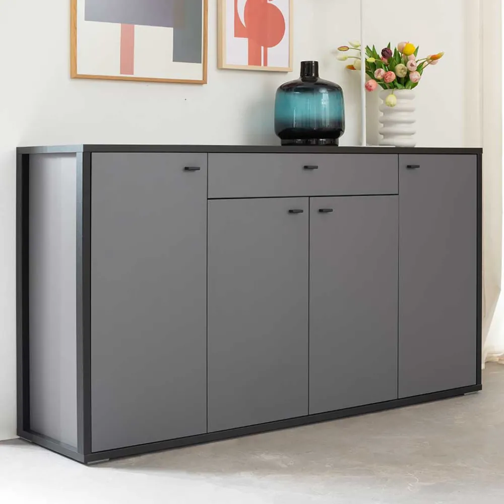 Wohnen Hohes Sideboard in Grau & Anthrazit - Ridona