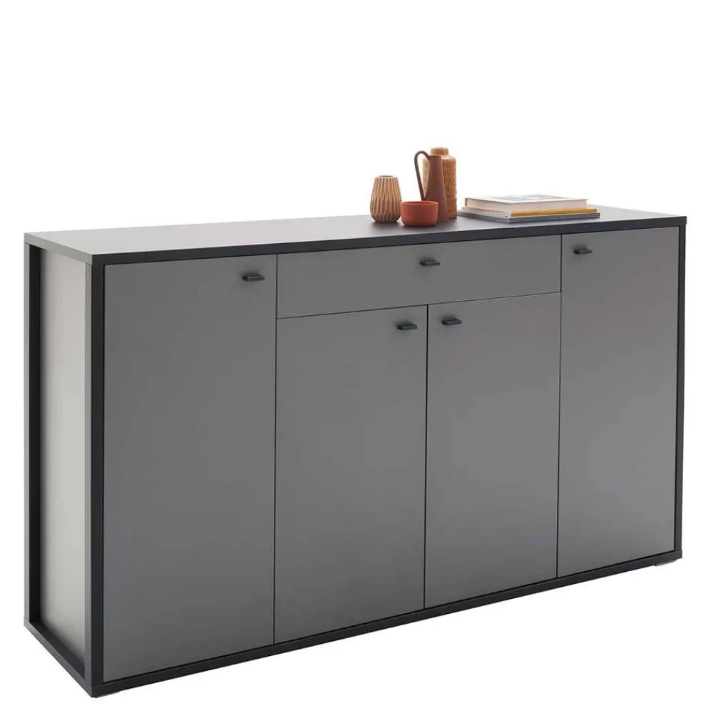 Wohnen Hohes Sideboard in Grau & Anthrazit - Ridona