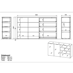 Wohnen Hohes Sideboard in Hellgrau - Aquara