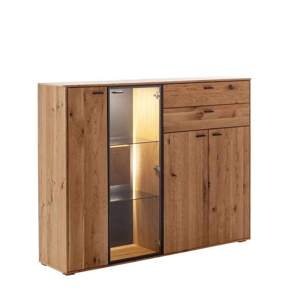 Wohnen Hohes Sideboard mit Glaseinsatz und LED - Drinidad