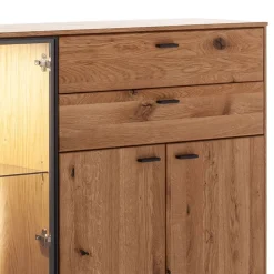 Wohnen Hohes Sideboard mit Glaseinsatz und LED - Drinidad