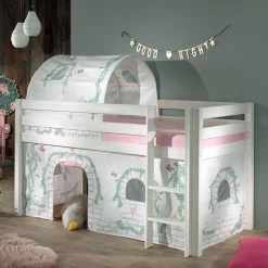Kinder Wohnen Hohes Spielbett für Mädchen in Weiß - Zurico