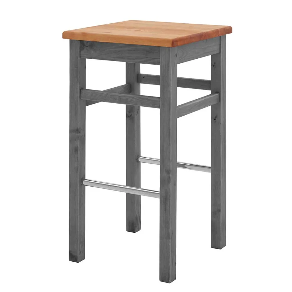 Wohnen Holz Barhocker in Grau und Kiefer Lauge - Ziamora