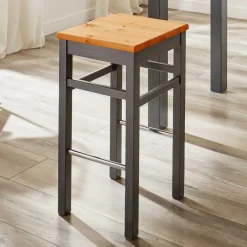 Wohnen Holz Barhocker in Grau und Kiefer Lauge - Ziamora