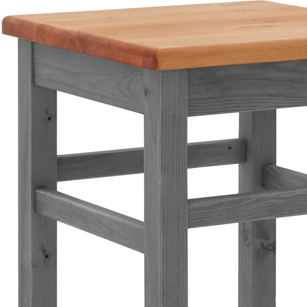 Wohnen Holz Barhocker in Grau und Kiefer Lauge - Ziamora