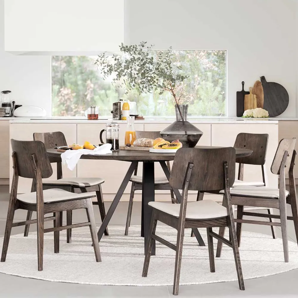 Wohnen Holz Essgruppe in Rund - Granada (siebenteilig)