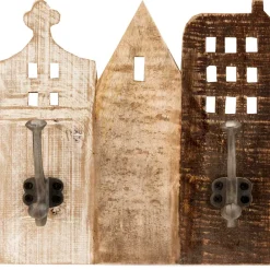 Wohnen Vintage Möbel*Holz Garderobe als Häuserzeile - Mectilda