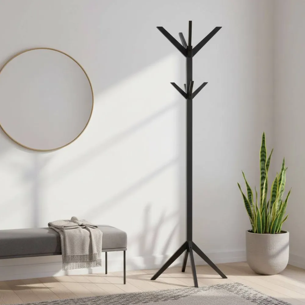 Wohnen Holz Garderobenständer in Schwarz lackiert - Geskan