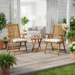 Wohnen Korbmöbel|Gartenstühle*Holz Gartenstuhl mit hoher Lehne - Cara (2er Set)