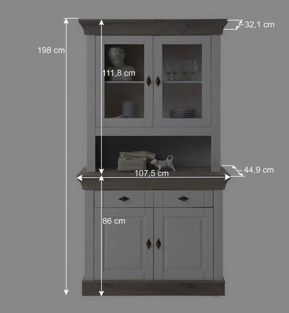 Wohnen Holz Küchenbuffet Mirandesca in Weiß Grau