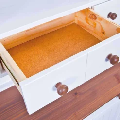 Wohnen Holz Landhaus Büfett in Weiß Braun - Vatina