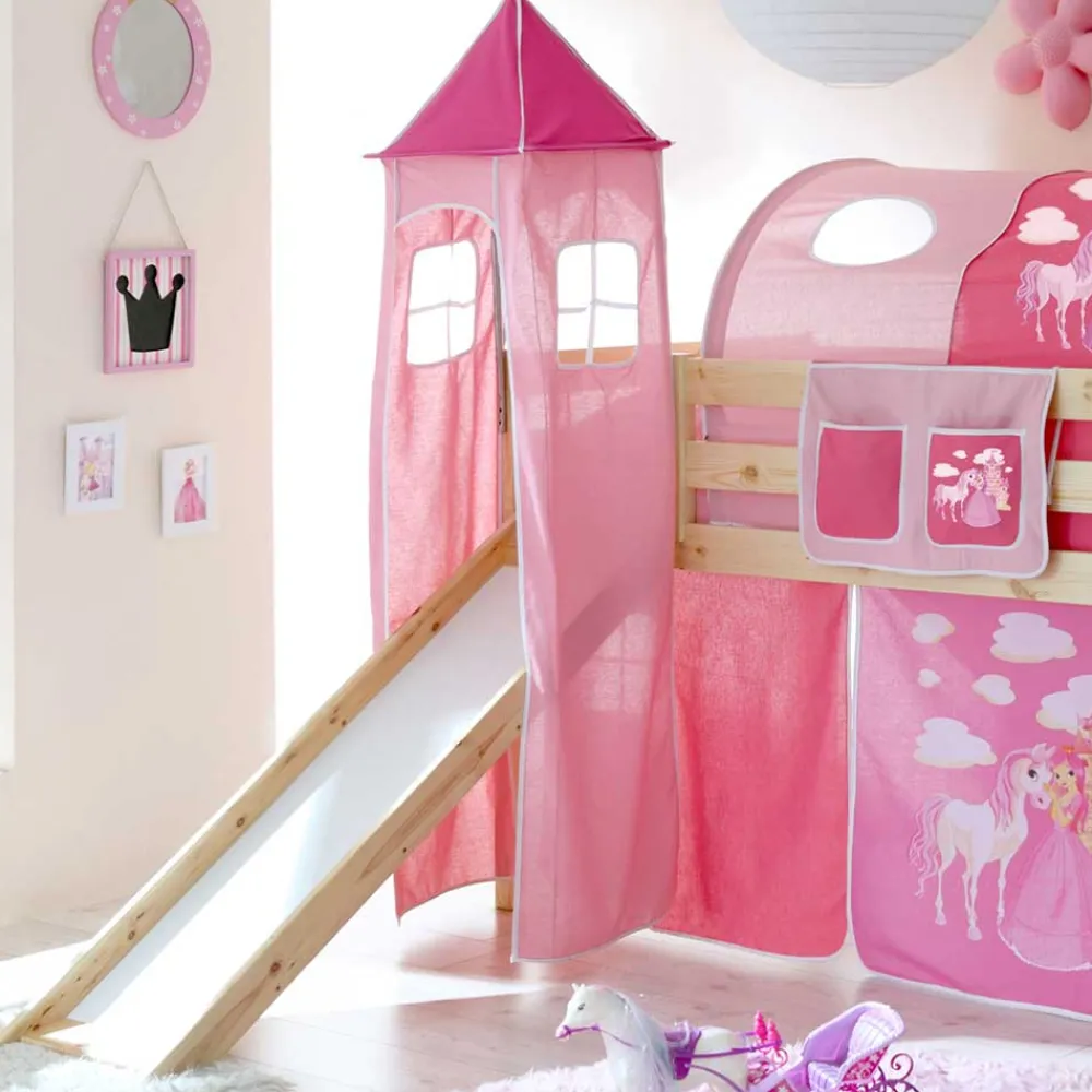 Wohnen Kindermöbel|Kinderbetten*Holz Prinzessinbett mit Rutsche & Turm - Pulaudio