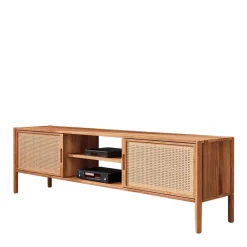 Wohnen Holz TV Board mit Wiener Geflecht Türen - Indrya