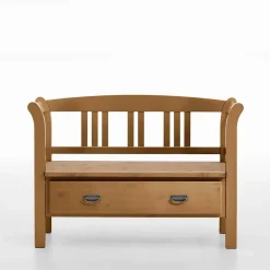 Wohnen Küchenbänke|Garderobenbänke*Holzbank Giurgia mit Rückenlehne