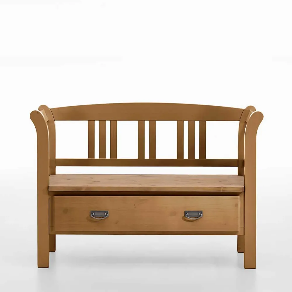 Wohnen Küchenbänke|Garderobenbänke*Holzbank Giurgia mit Rückenlehne