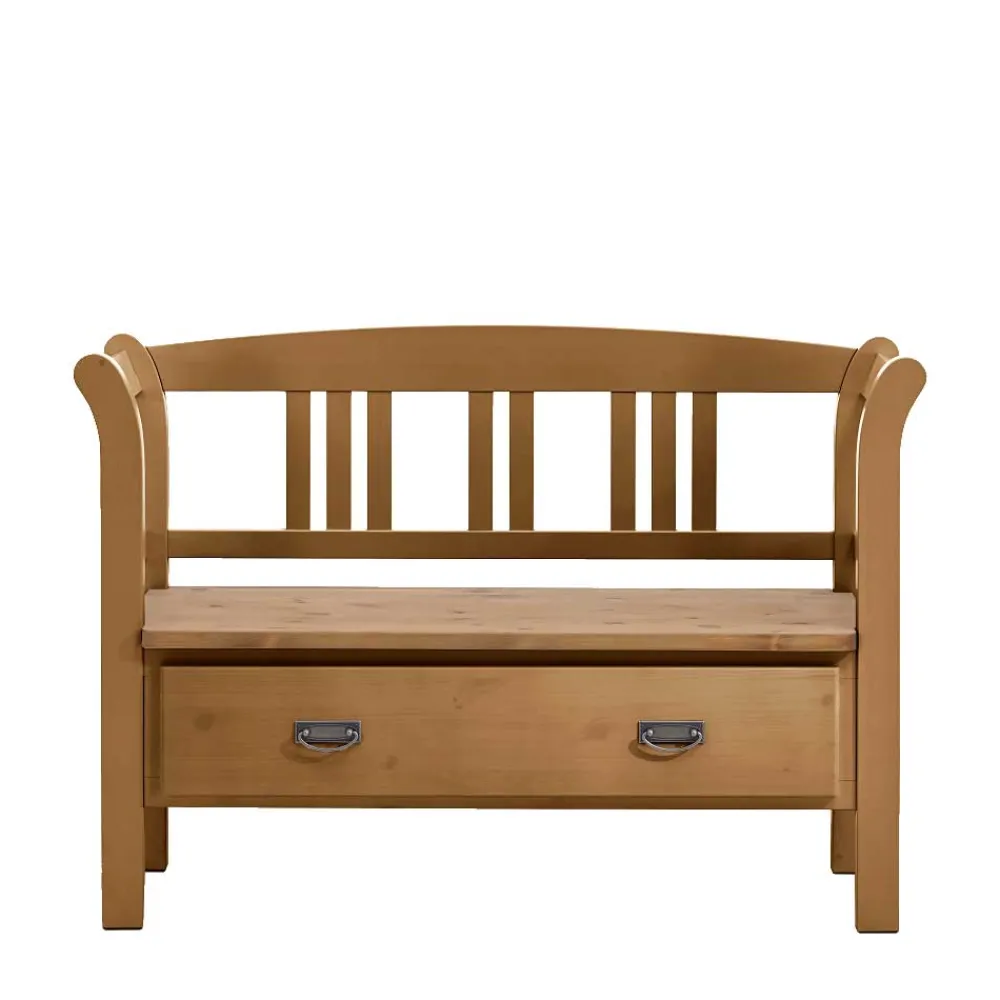 Wohnen Küchenbänke|Garderobenbänke*Holzbank Giurgia mit Rückenlehne