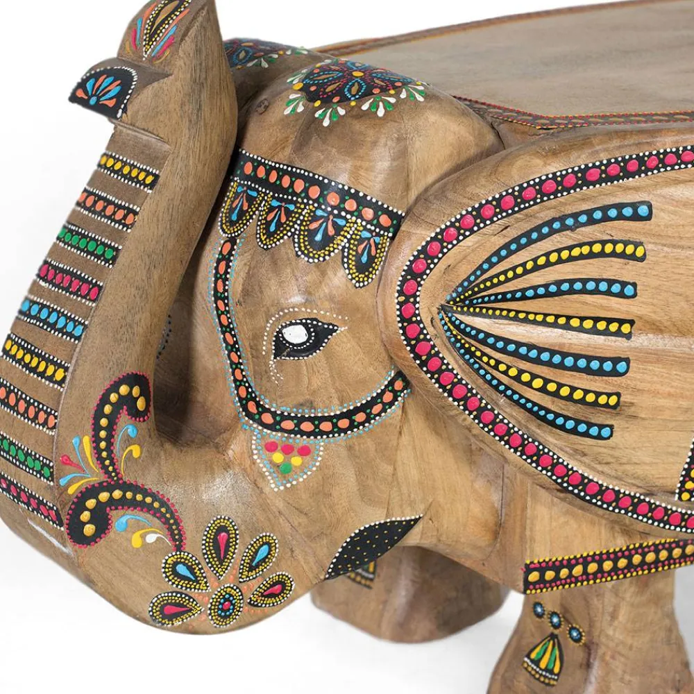 Wohnen Holzbank mit Elefantenköpfen aus Mangoholz - Lottessa