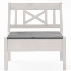 Wohnen Holzbank Yoan in Weiß Grau massiv