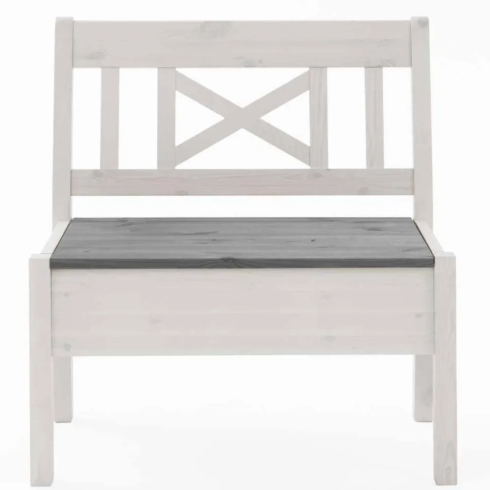 Wohnen Holzbank Yoan in Weiß Grau massiv