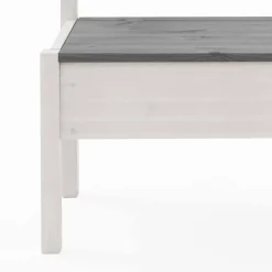 Wohnen Holzbank Yoan in Weiß Grau massiv